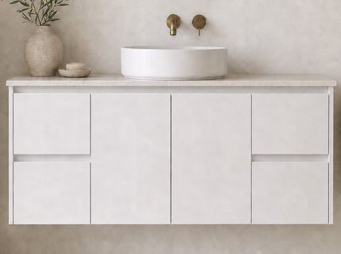 CABINET ONLY Stratus 1200 Gloss White Wall Hung Slimline Vanity