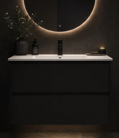 Amber 900 Matte BLACK Wall Hung Vanity