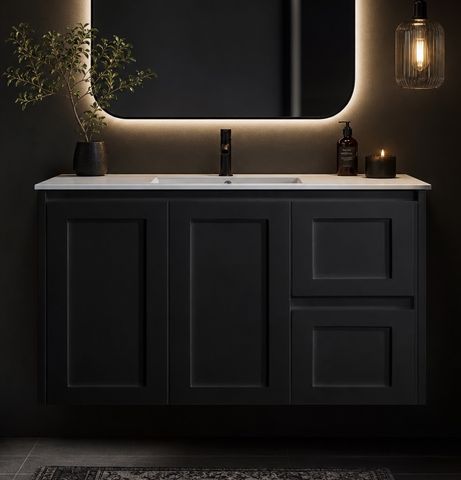 Sophie 900 Matte BLACK Wall Hung Vanity