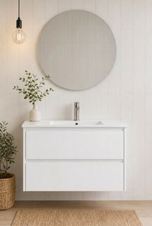 Amber 900 Gloss White Wall Hung Vanity