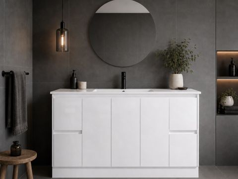 Jessica 1500  Gloss White Vanity