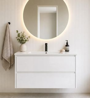 Amber 900 Matte WHITE Wall Hung Vanity