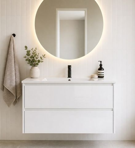 Amber 900 Matte WHITE Wall Hung Vanity