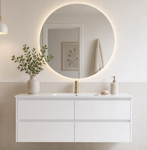 Amber 1500 Matte WHITE Wall Hung Vanity