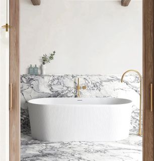Attica Noosa Fluted 1500 Matte White Bath with Overflow