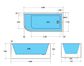 Casey 1400 Gloss White Right Corner Freestanding Bath 1400*725*580mm
