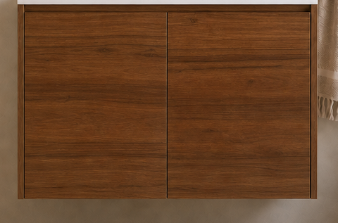 Clarke (Narrow) 750 Walnut Wall Hung Laminate Vanity