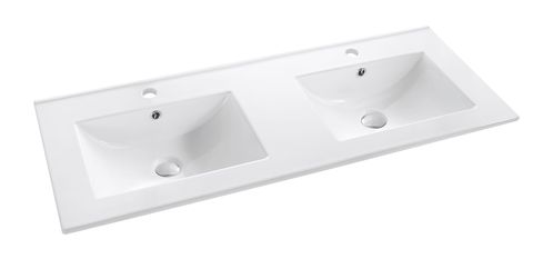 Ceramic Slimline 1500x465 Classic Shape Top Double Bowl 1 tap hole