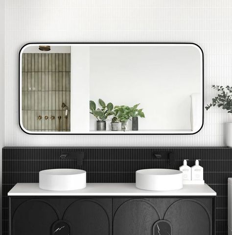 LED Newport 1500(W)x750(H) Black Metal Frame Mirror- Install Horizontal or Verti