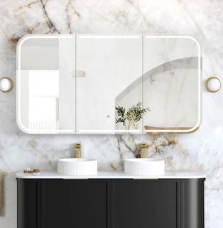 LED Newport 1500(W)x750(H) Black Oak Shaving Cabinet - Premium Edition