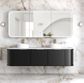 LED Newport 1800(W)x750(H) Matte Black Oak Shaving Cabinet - Premium Edition