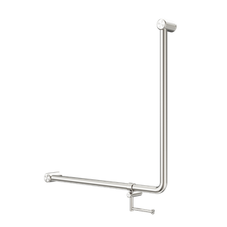 MECCA CARE 32MM 90 DEGREE BENT TUBE GRAB RAIL 750X750MM WITH TOILET ROLL HOLDER