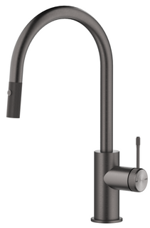 Mica Fluted Pull-Out Gooseneck Sink Mixer - Gunmetal