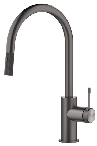 Mica Fluted Pull-Out Gooseneck Sink Mixer - Gunmetal