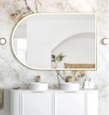 LED Archie 1500x1000 Gold Metal Frame Mirror