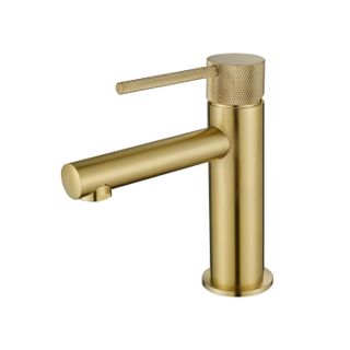 Star Mini Basin Mixer With Knurled Handle Pvd Brushed Bronze
