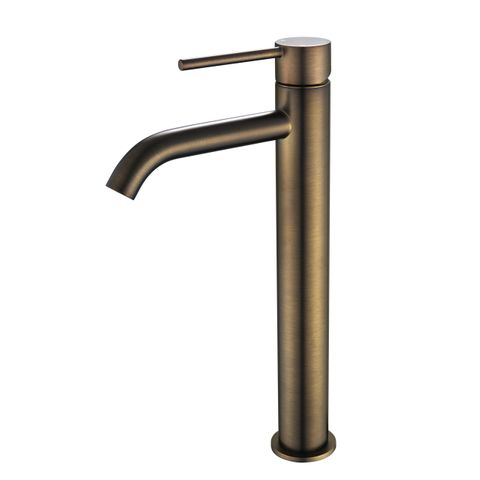 Star Mini High Rise Basin Mixer Curved Spout Antique Brass