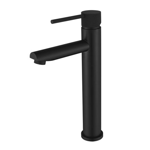 Star Mini High Rise Basin Mixer With Knurled Handle Electroplated Matt Black
