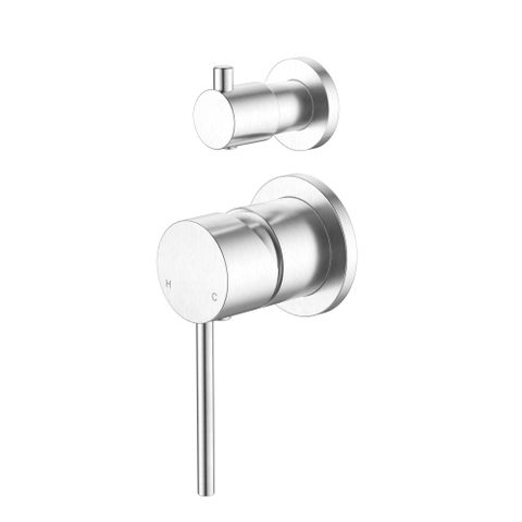 Star Mini Brushed Chrome 35mm Small Backplate Shower Divertor