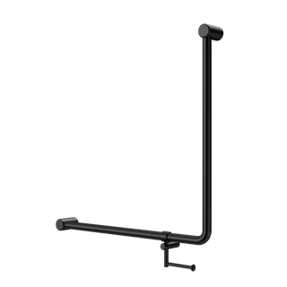 MECCA CARE 32MM 90 DEGREE BENT TUBE GRAB RAIL 750X750MM WITH TOILET ROLL HOLDER