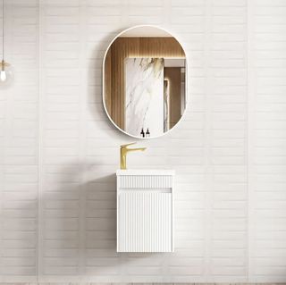 Mini Ensuite Vanity 400mm Matte White Fluted Vanity (with Basin)