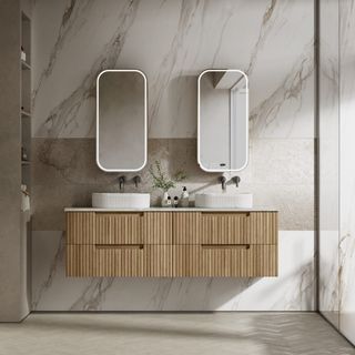 Lovina 1800 Double Bowl Tier Wall Hung Vanity Cab Only