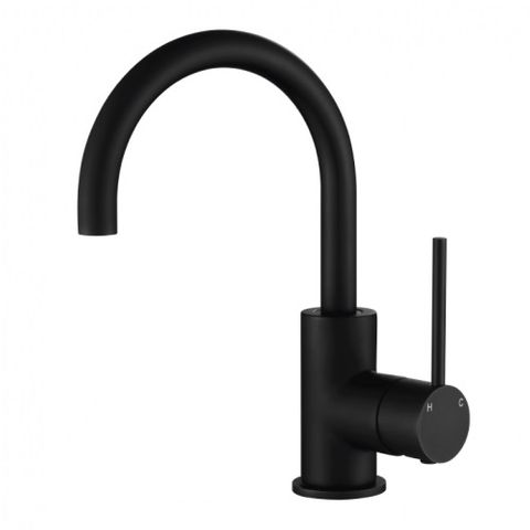 Star Mini Matte Black 35mm Gooseneck Basin Mixer