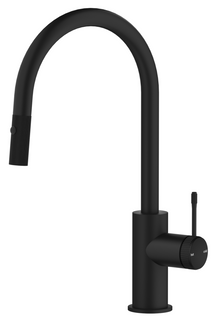 Mica Fluted Pull-Out Gooseneck Sink Mixer - Black