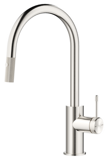Mica Fluted Pull-Out Gooseneck Sink Mixer - Brushed Nickel