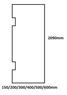 Frameless 150x2090x10mm Tempered Glass Panel (cut out to take door)