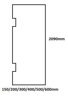 Frameless 150x2090x10mm Tempered Glass Panel (cut out to take door)