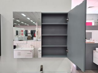 600 Pencil Edge Matte GREY Mirror Cabinet (720 Height)