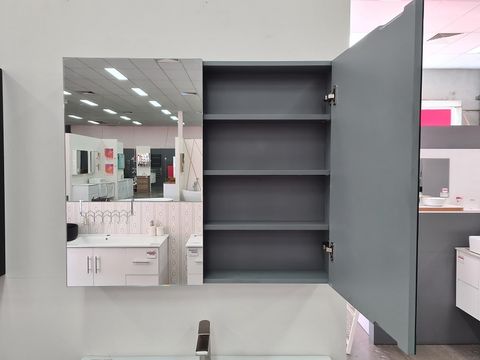 750 Pencil Edge Matte GREY Mirror Cabinet (720 Height)