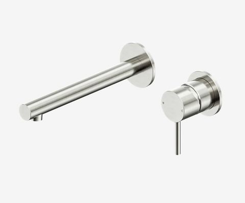 Dolce II Wall Basin/Bath Mixer Separate Back Plate Brushed Nickel
