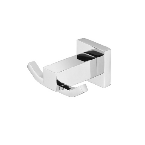 Savanna Square Chrome Robe Hook Double