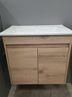 CABINET ONLY York Wall Hung Slimline 600 Timber Look Vanity ( 360mm De