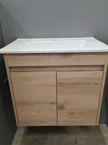 CABINET ONLY York Wall Hung Slimline 600 Timber Look Vanity ( 360mm De