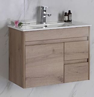 CABINET ONLY York Wall Hung Slimline 900 Timber Look Vanity ( 360mm