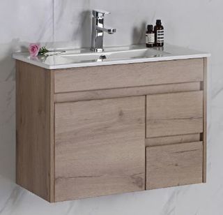 CABINET ONLY York Wall Hung Slimline 750 Timber Look Vanity ( 360mm Deep)