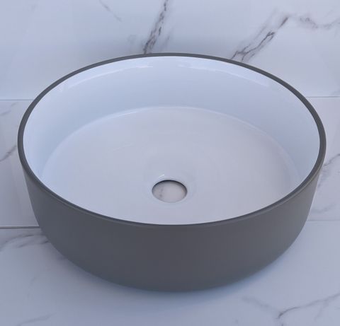 Mersey Matte Grey/(Gloss)White A/C Basin 360x360x120mm