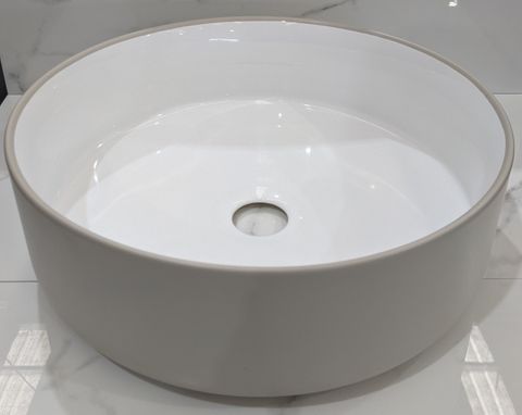 Mersey Matte Mushroom/(Gloss)White A/C Basin 360x360x120mm