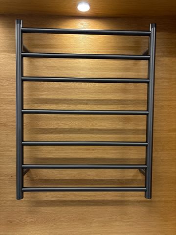 Heated Towel Rail Gun Metal Round 7 Bar Dual