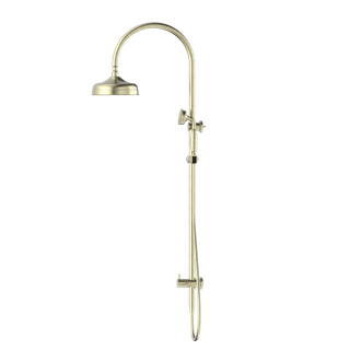 YORK TWIN SHOWER WITH METAL HAND SHOWER AGED BRASS