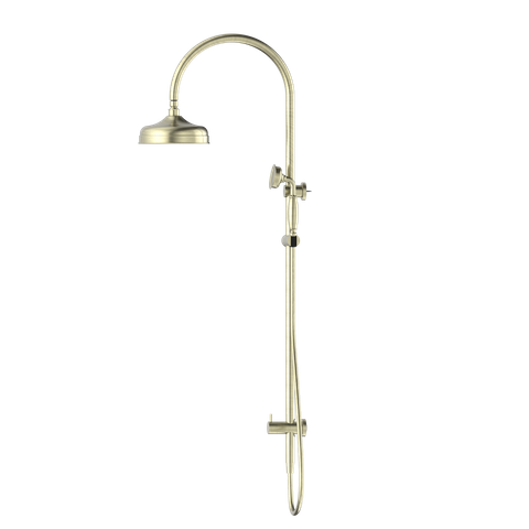 YORK TWIN SHOWER WITH METAL HAND SHOWER AGED BRASS