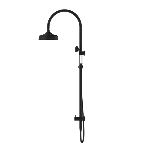 YORK TWIN SHOWER WITH WHITE PORCELAIN HAND SHOWER MATTE BLACK