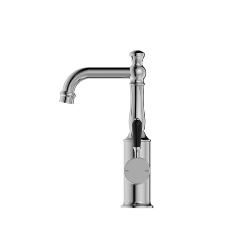 YORK BASIN MIXER WITH BLACK PORCELAIN LEVER CHROME