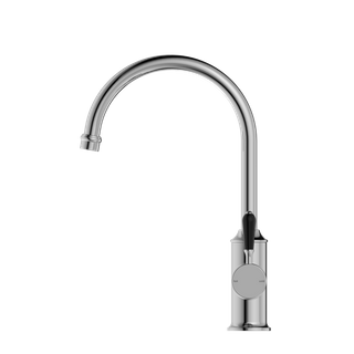 YORK KITCHEN MIXER GOOSENECK SPOUT WITH BLACK PORCELAIN LEVER CHROME