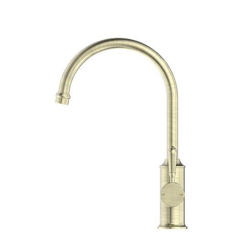 YORK KITCHEN MIXER GOOSNECK SPOUT WITH METAL LEVER AGED BRASS