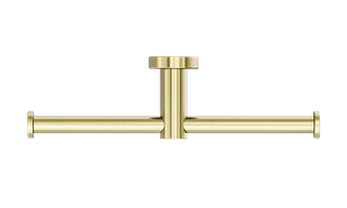 MECCA DOUBLE TOILET ROLL HOLDER BRUSHED GOLD