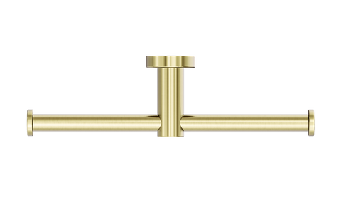 MECCA DOUBLE TOILET ROLL HOLDER BRUSHED GOLD